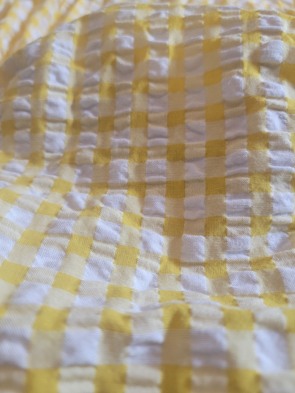 Old Navy Yellow Gingham Puff-Sleeve pickets Mini Dress summer seesucker - Picture 12 of 12